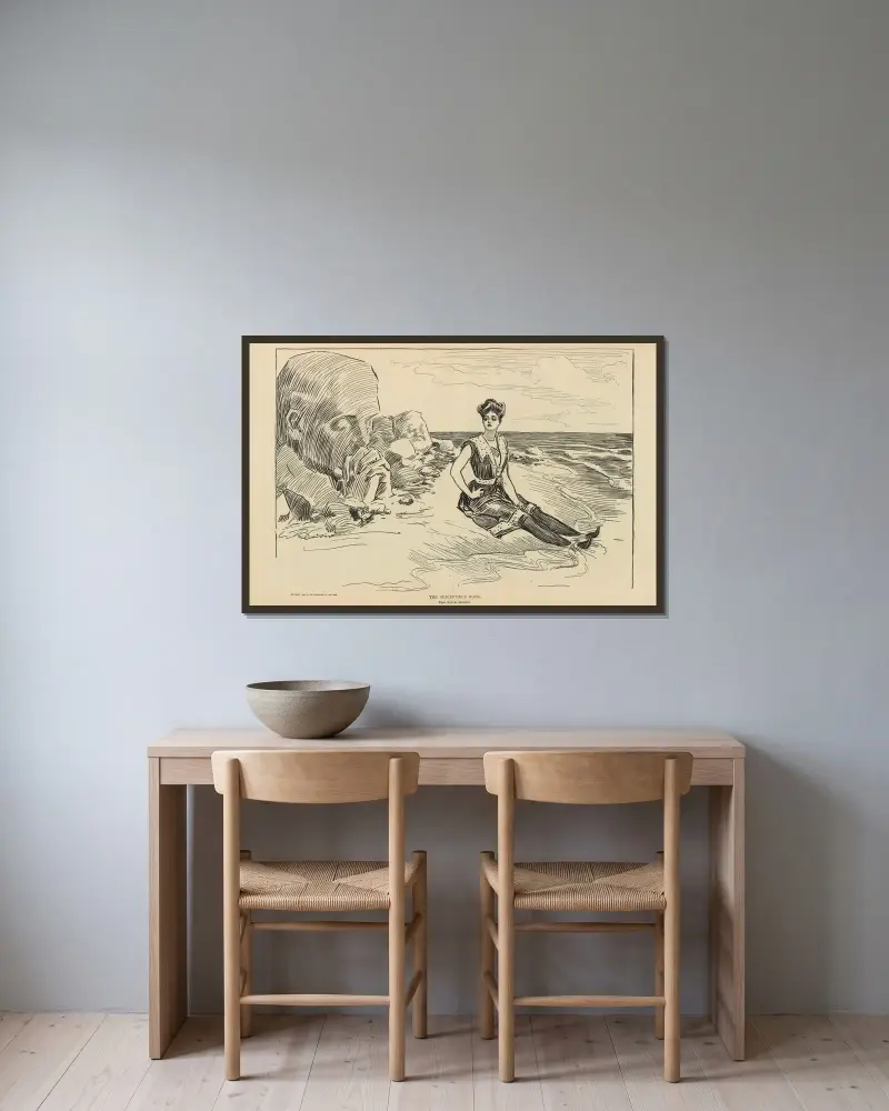 Der empfindsame Fels von Charles Dana Gibson gerahmt an einer Wand