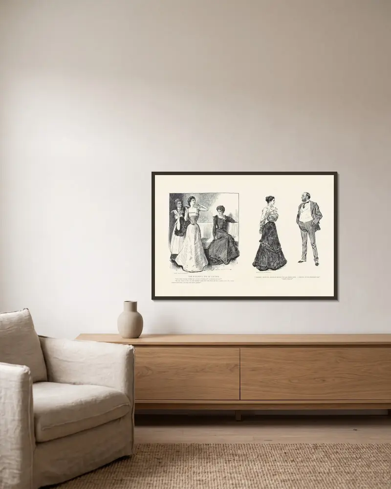Vaksamhetens aktgivande öga av Charles Dana Gibson inramad på en vägg