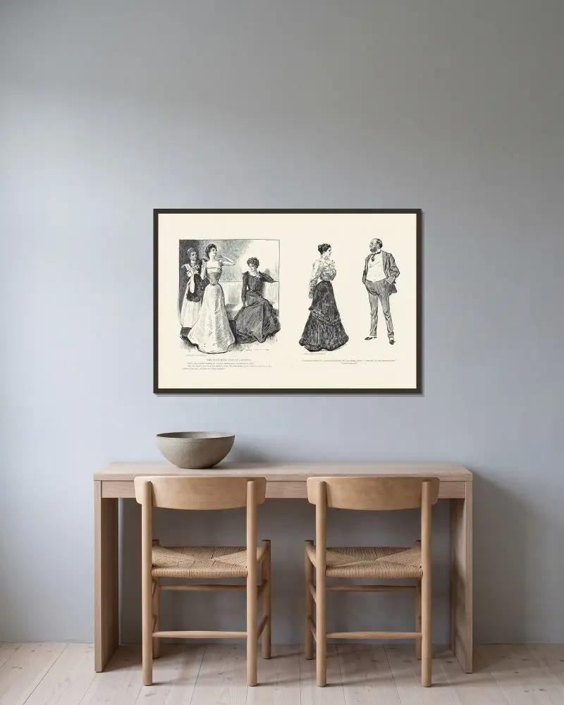 Vaksamhetens aktgivande öga av Charles Dana Gibson inramad på en vägg