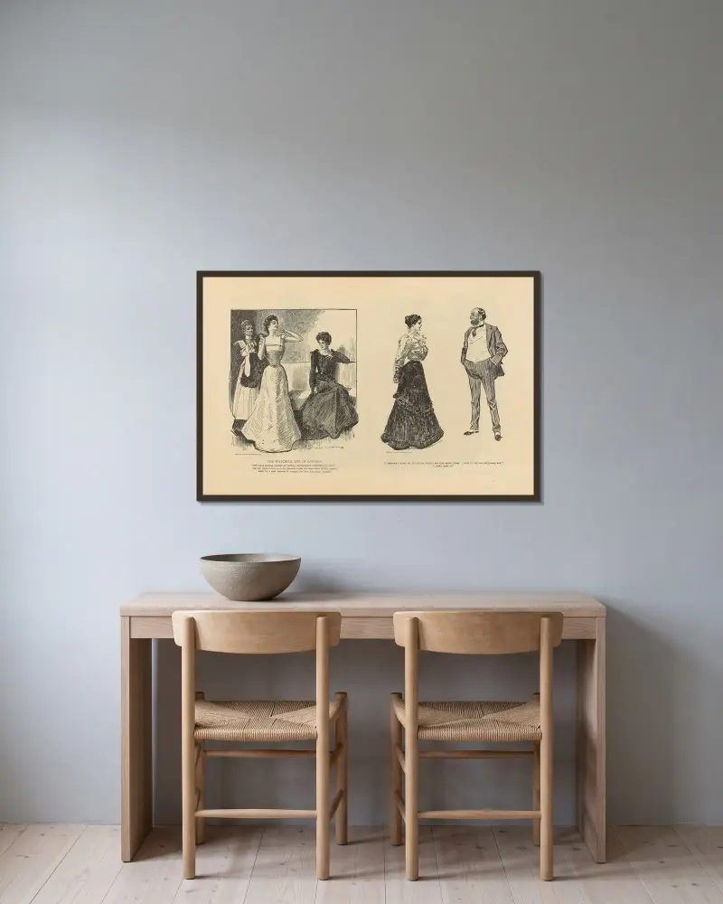 Vaksamhetens vakande öga av Charles Dana Gibson inramad på en vägg