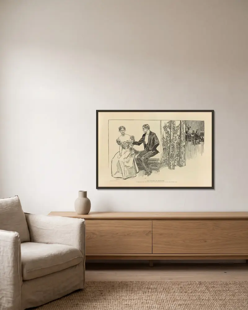 Handflätans under av Charles Dana Gibson inramad på en vägg