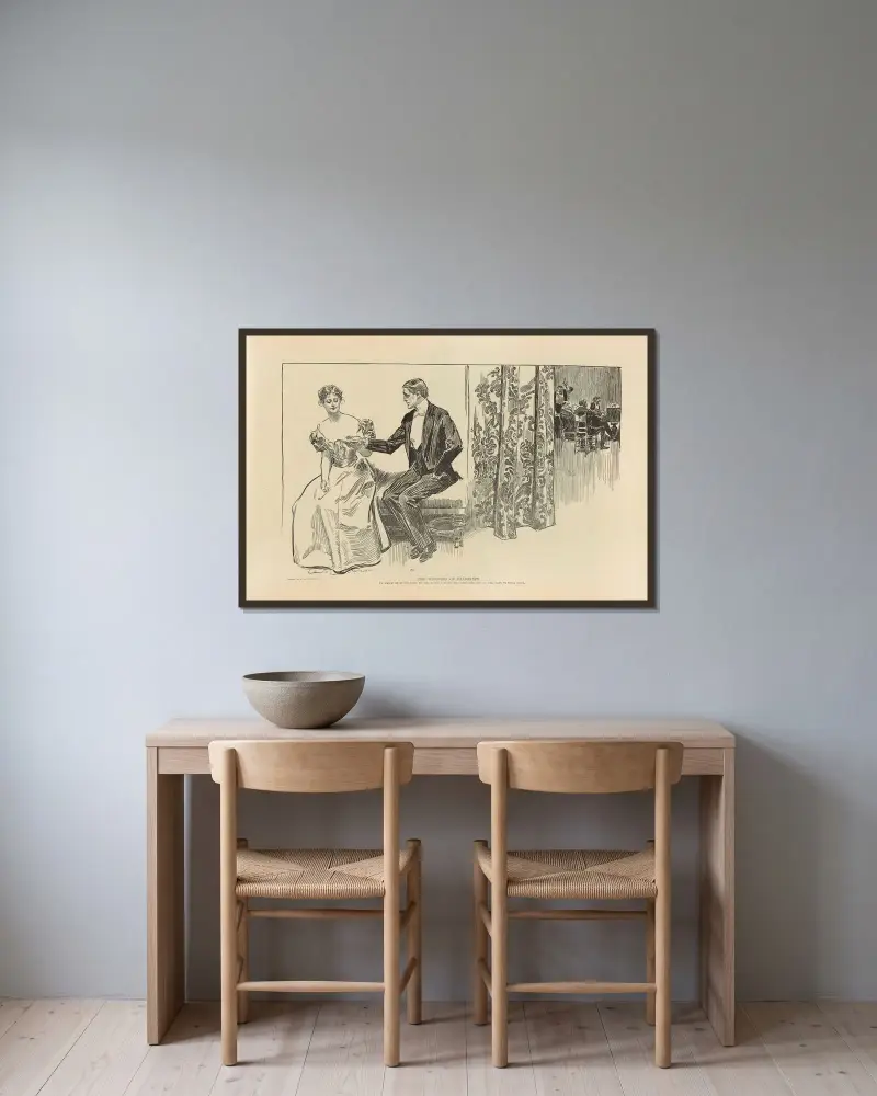 Handflätans under av Charles Dana Gibson inramad på en vägg