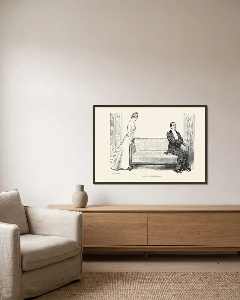 Deras första gräl av Charles Dana Gibson inramad på en vägg