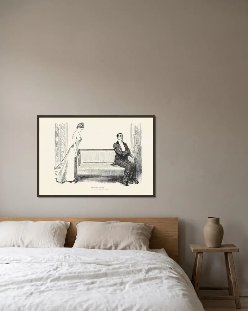 Deras första gräl av Charles Dana Gibson inramad på en vägg