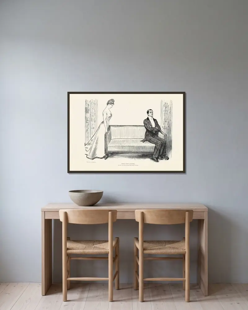 Deras första gräl av Charles Dana Gibson inramad på en vägg