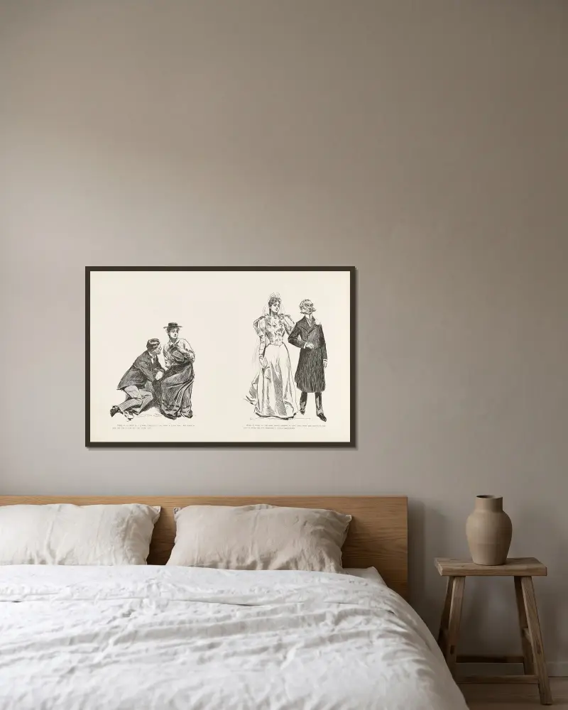 Det är ingen skada i en sommarflört… av Charles Dana Gibson inramad på en vägg