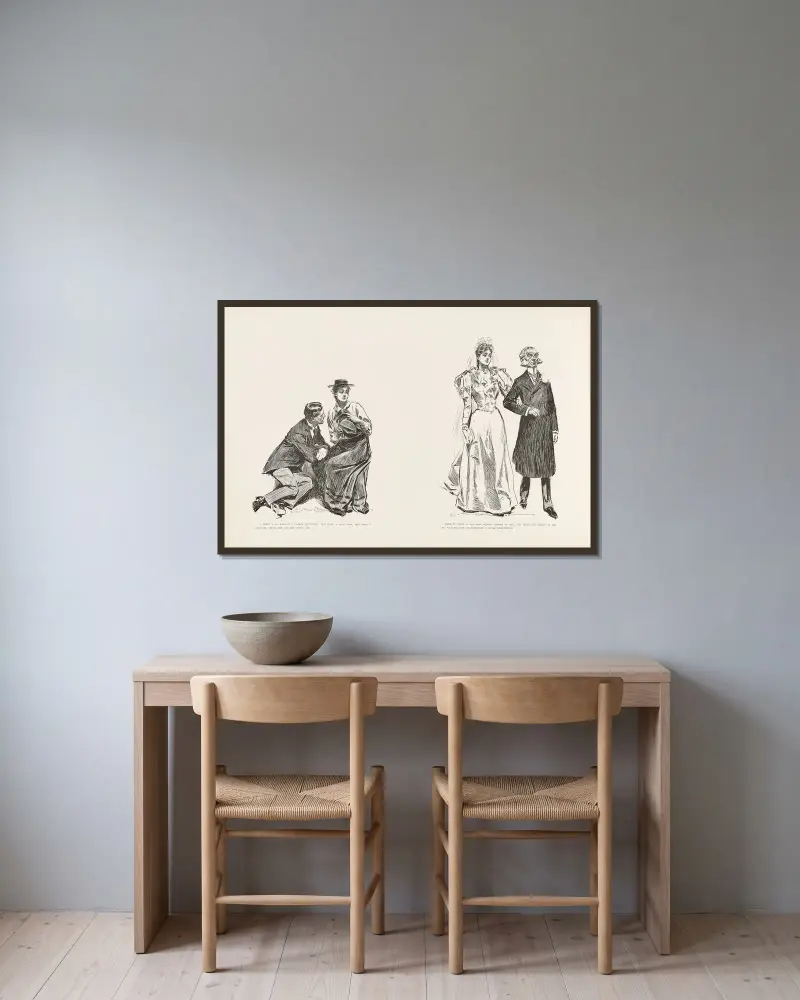 Det är ingen skada i en sommarflört… av Charles Dana Gibson inramad på en vägg