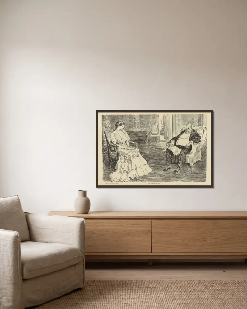 Zeit zum Nachdenken von Charles Dana Gibson gerahmt an einer Wand