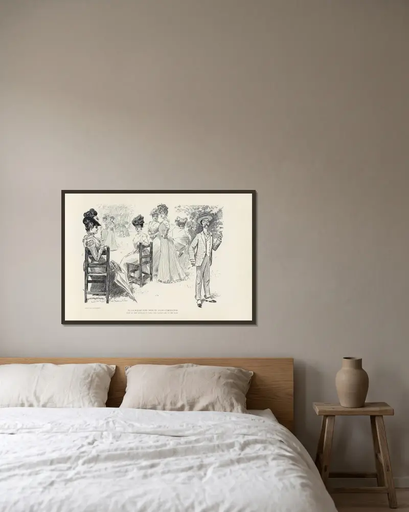 Två ungkarlar som vill undvika konkurrens av Charles Dana Gibson inramad på en vägg