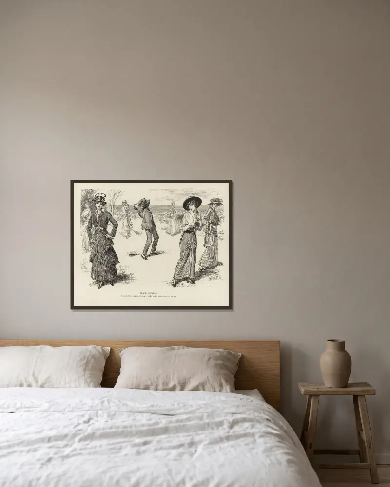 Tragische Momente – Ein empfindsamer junger Mann, der versucht, sich zu entscheiden, welche Richtung er einschlagen soll von Charles Dana Gibson gerahmt an einer Wand