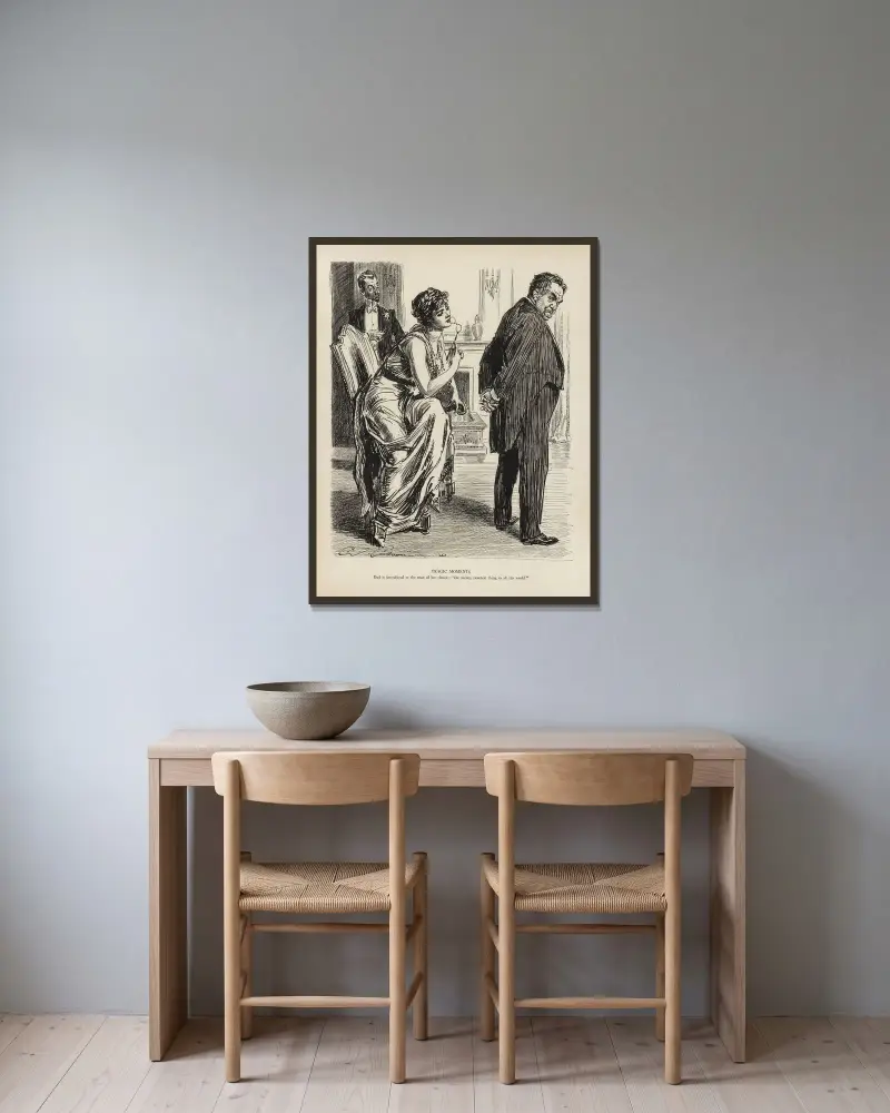 Tragische Momente – Papa lernt den Mann ihrer Wahl kennen von Charles Dana Gibson gerahmt an einer Wand