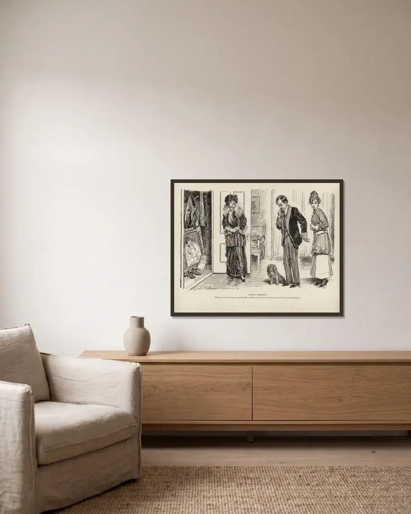 Tragische Momente, 1916 – Nr. 1 von Charles Dana Gibson gerahmt an einer Wand