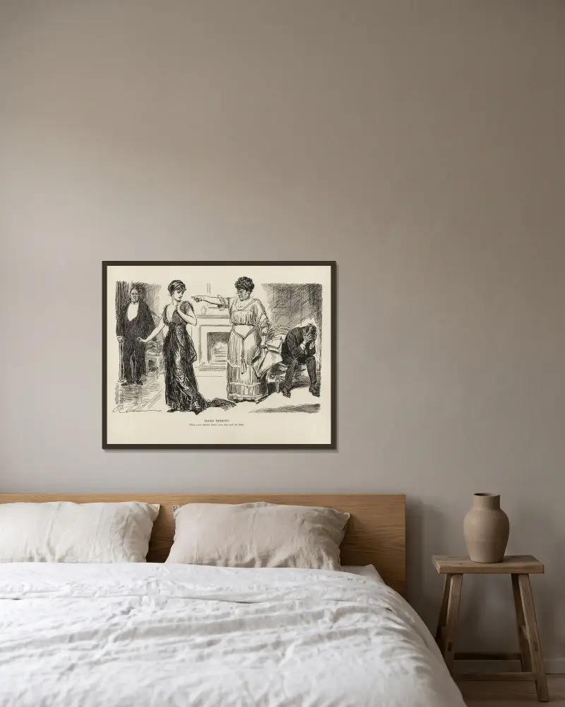 Tragische Momente – Wenn deine Mutter deiner besten Freundin die Tür weist von Charles Dana Gibson gerahmt an einer Wand