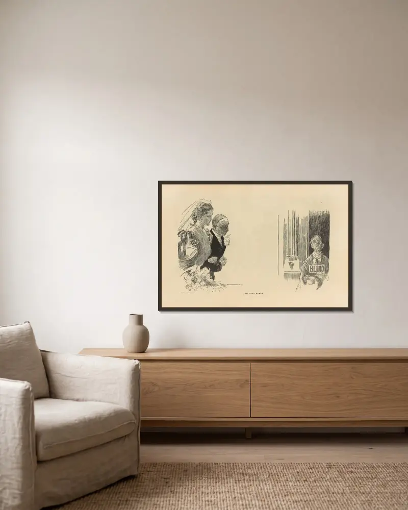Två blinda kvinnor av Charles Dana Gibson inramad på en vägg