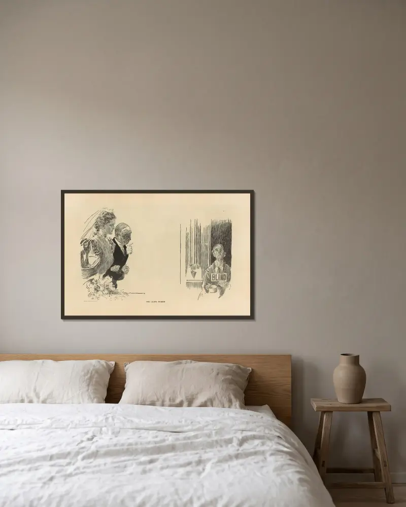 Två blinda kvinnor av Charles Dana Gibson inramad på en vägg