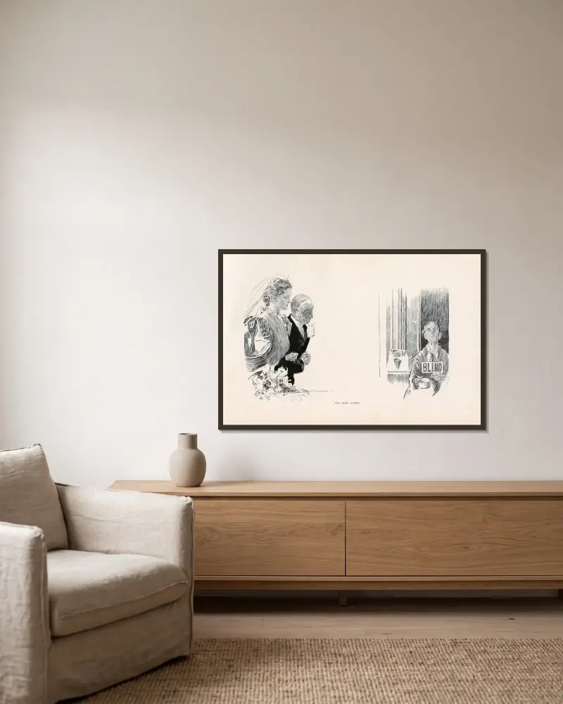 Två blinda kvinnor av Charles Dana Gibson inramad på en vägg