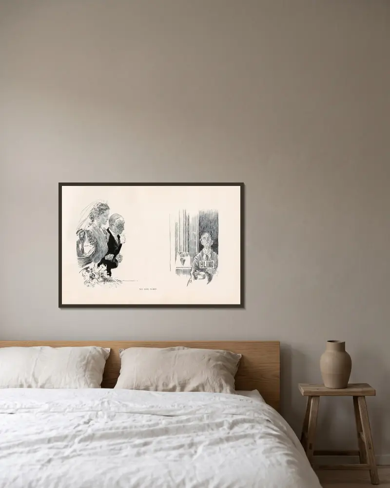 Två blinda kvinnor av Charles Dana Gibson inramad på en vägg