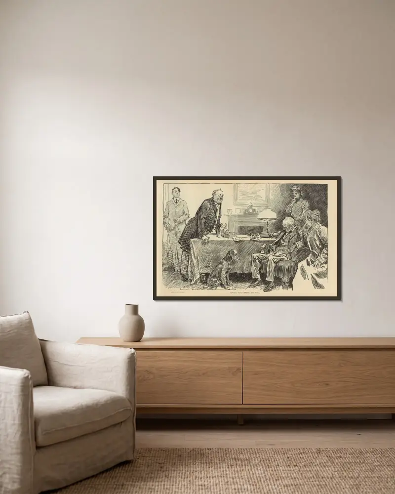 Uncle Tagg makes his will av Charles Dana Gibson inramad på en vägg