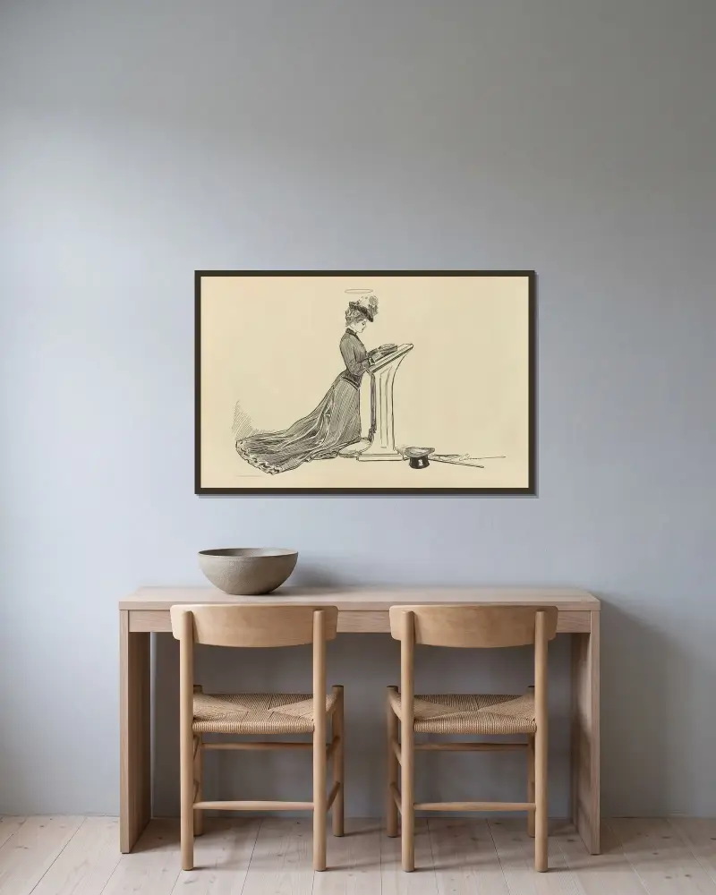 Untitled av Charles Dana Gibson inramad på en vägg