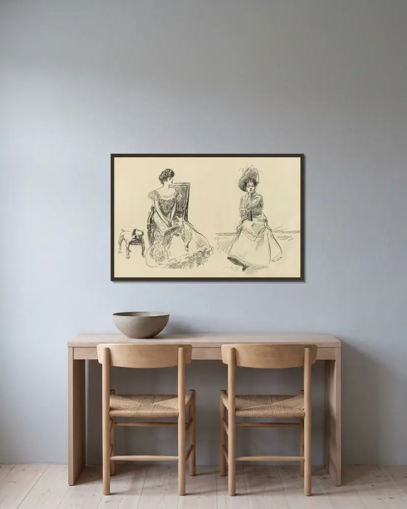 Untitled av Charles Dana Gibson inramad på en vägg