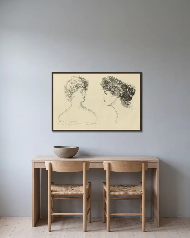 Untitled av Charles Dana Gibson inramad på en vägg