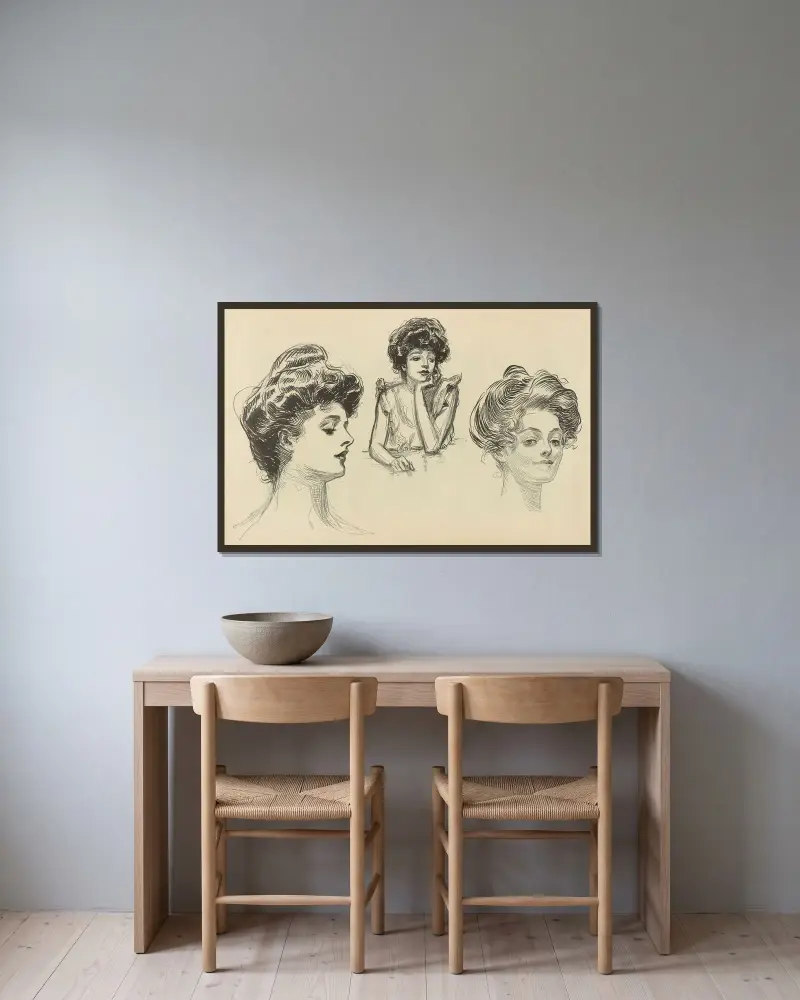 Untitled av Charles Dana Gibson inramad på en vägg