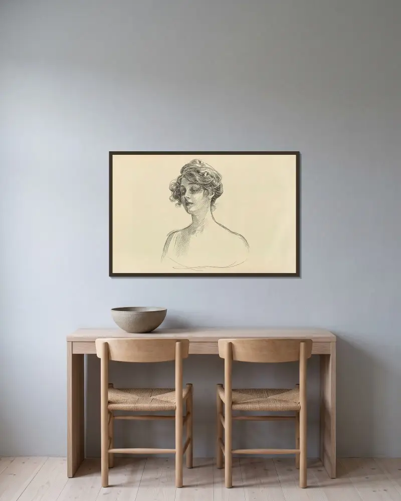 Untitled av Charles Dana Gibson inramad på en vägg