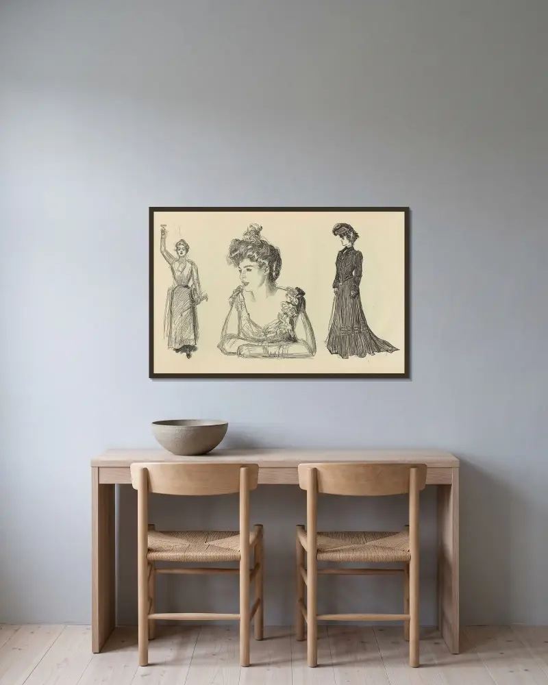 Untitled av Charles Dana Gibson inramad på en vägg