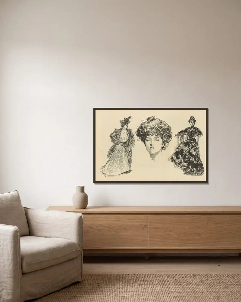 Untitled av Charles Dana Gibson inramad på en vägg