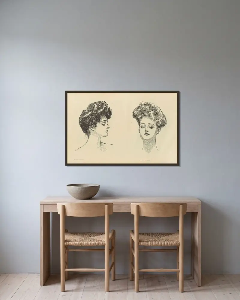 Untitled av Charles Dana Gibson inramad på en vägg