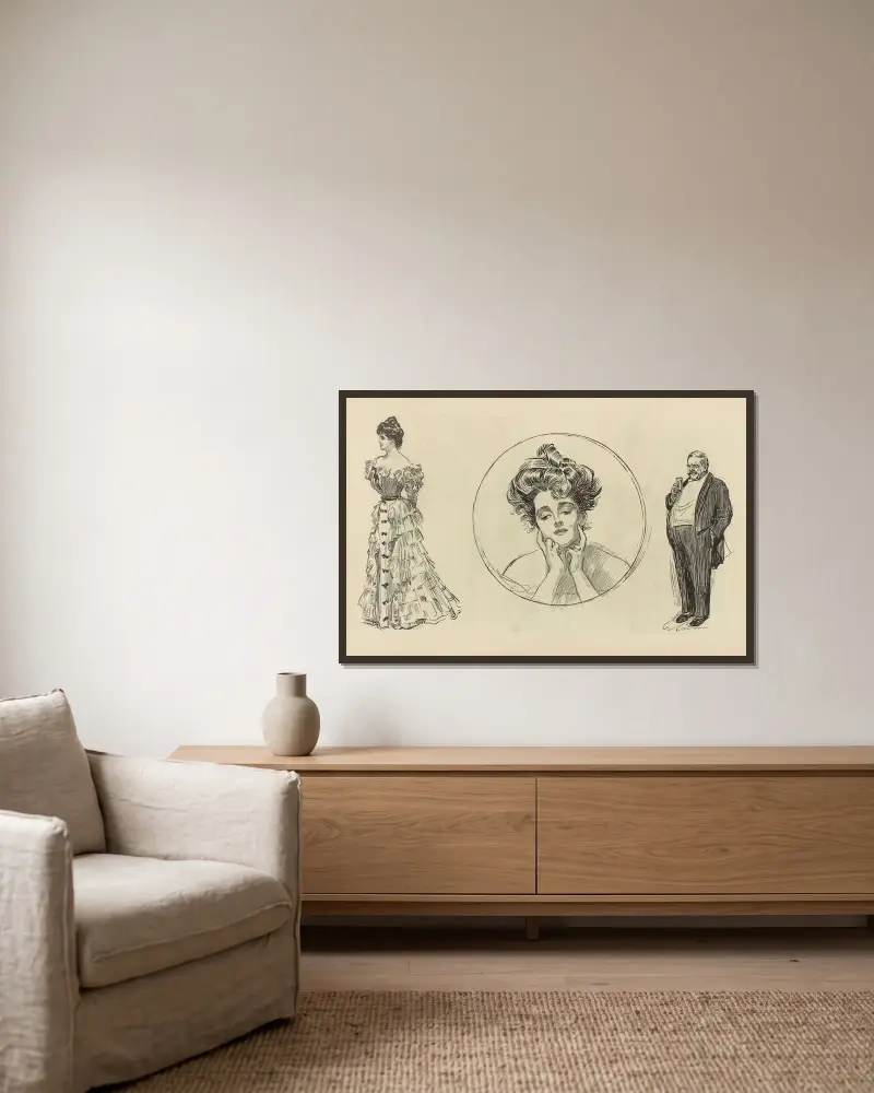 Untitled av Charles Dana Gibson inramad på en vägg