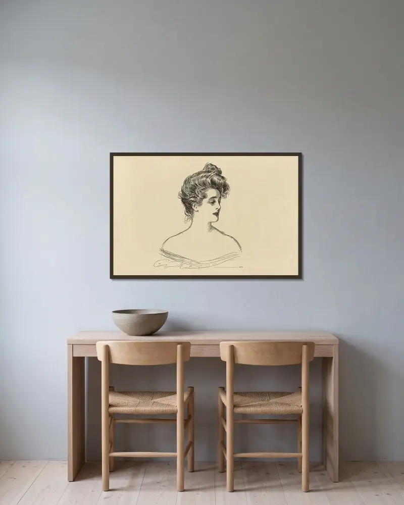 Untitled av Charles Dana Gibson inramad på en vägg