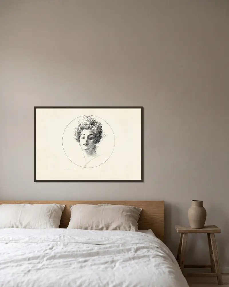 Untitled av Charles Dana Gibson inramad på en vägg