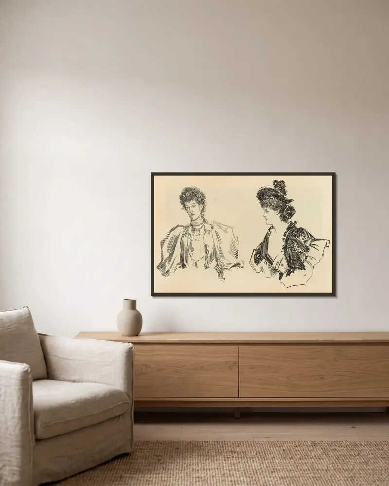 Untitled av Charles Dana Gibson inramad på en vägg
