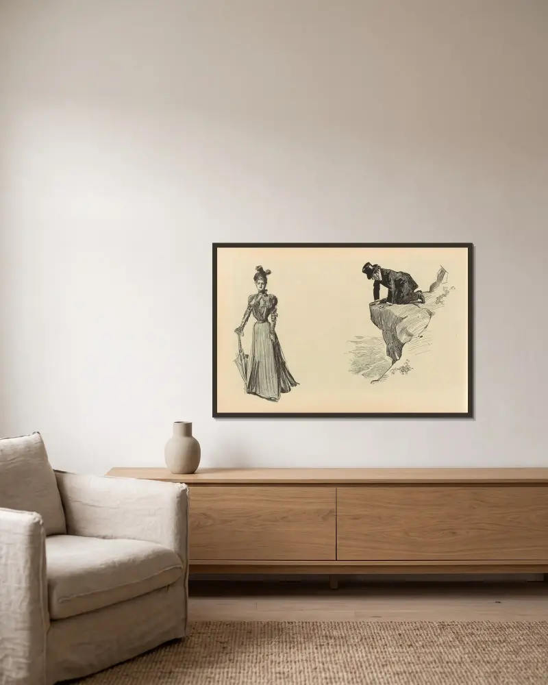 Untitled av Charles Dana Gibson inramad på en vägg