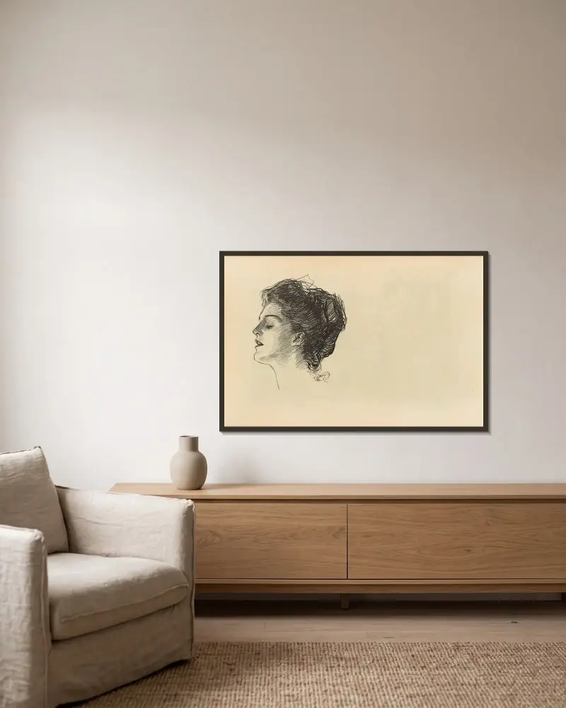 Untitled av Charles Dana Gibson inramad på en vägg