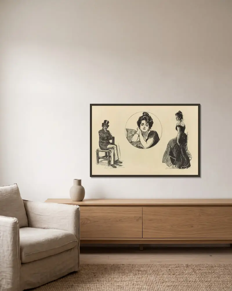 Untitled av Charles Dana Gibson inramad på en vägg