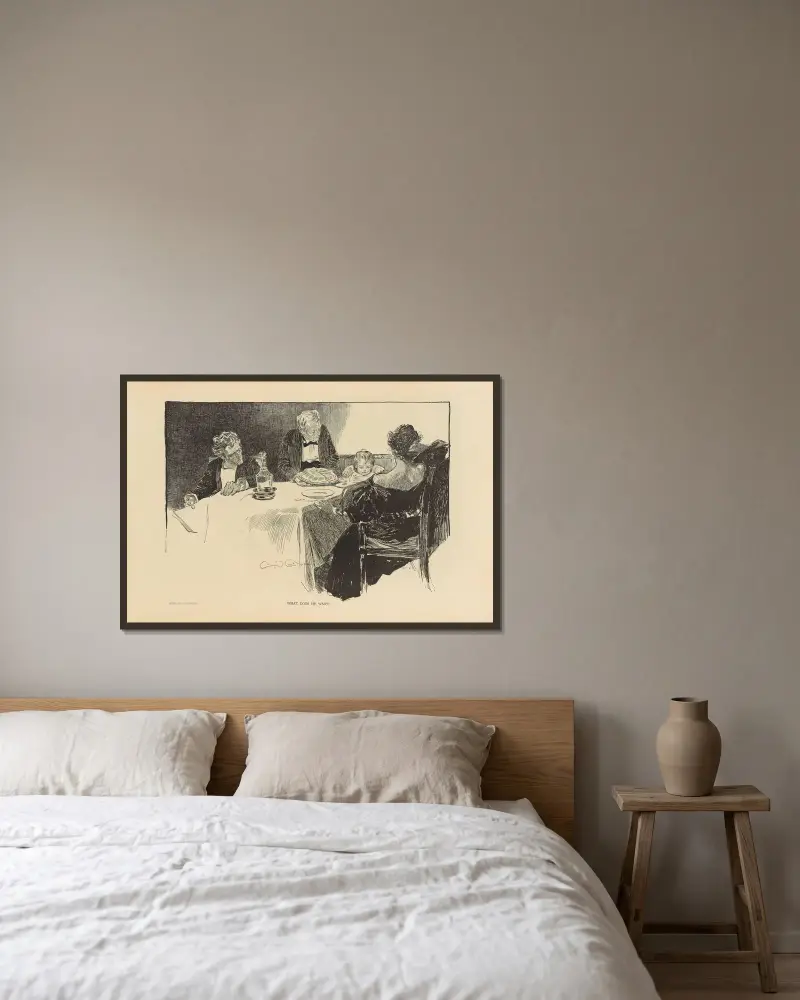 What does he want av Charles Dana Gibson inramad på en vägg