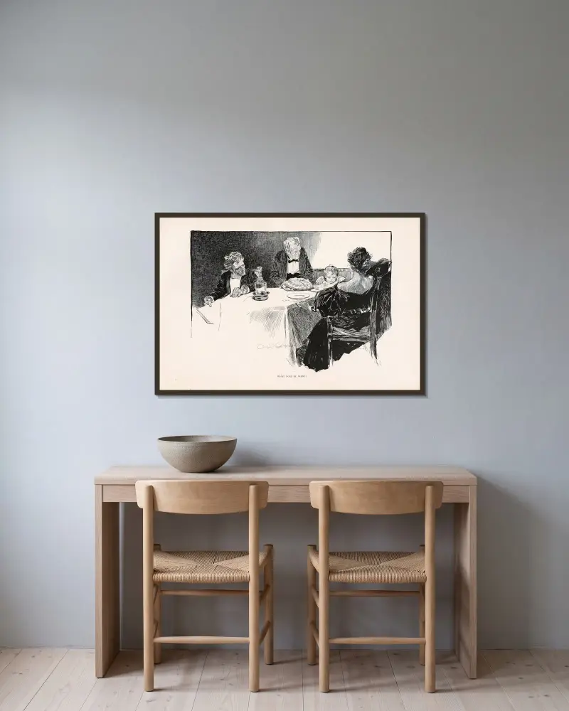 What does he want av Charles Dana Gibson inramad på en vägg