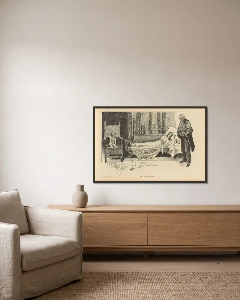 Wenn die Ärzte uneins sind von Charles Dana Gibson gerahmt an einer Wand