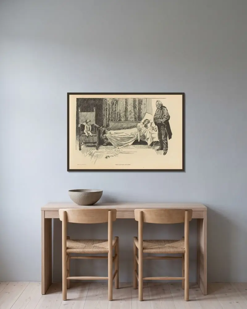 Wenn die Ärzte uneins sind von Charles Dana Gibson gerahmt an einer Wand