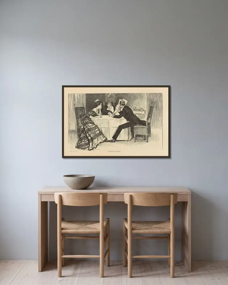Drahtlose Telegraphie von Charles Dana Gibson gerahmt an einer Wand