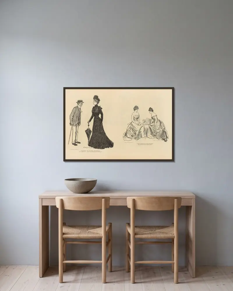 Ung änka; hur länge ska jag bära sorg? av Charles Dana Gibson inramad på en vägg