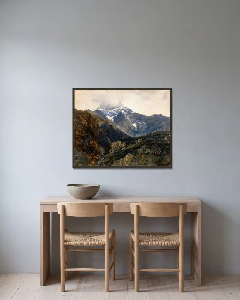 Mountain Landscape av Per Daniel Holm inramad på en vägg