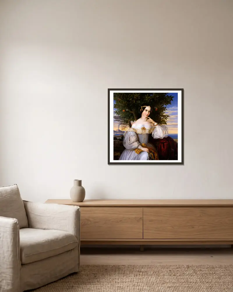 Marriage Portrait of Charlotte de Rothschild av Moritz Daniel Oppenheim inramad på en vägg