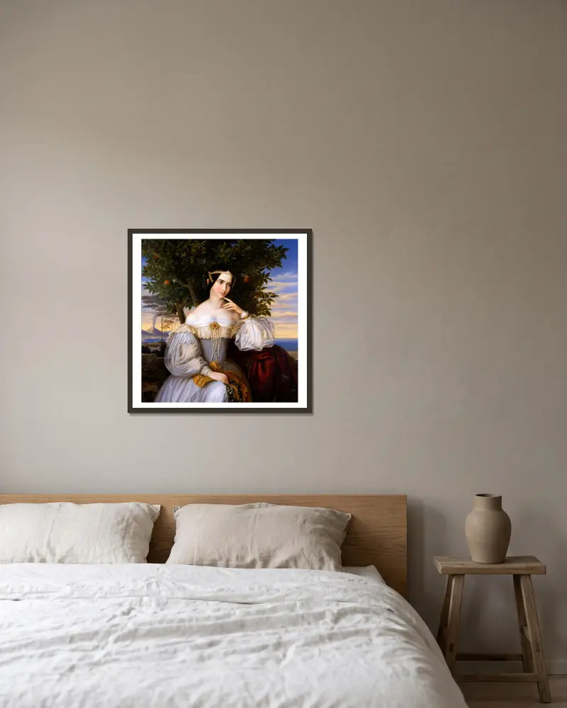 Marriage Portrait of Charlotte de Rothschild av Moritz Daniel Oppenheim inramad på en vägg