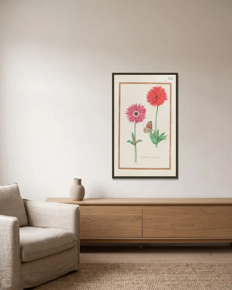 Gefüllte Anemonen, 1624 – Nr. 2 von Daniel Rabel gerahmt an einer Wand