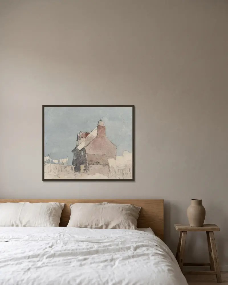 Stugan vid Northfleet, Kent av David Cox inramad på en vägg
