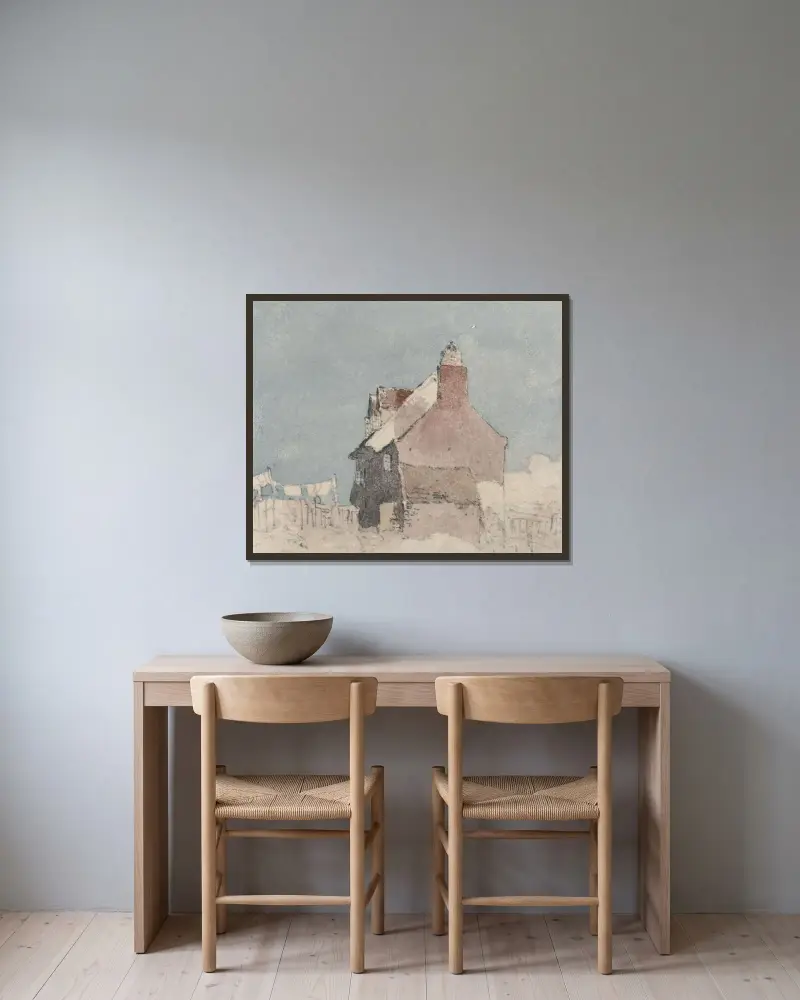 Stugan vid Northfleet, Kent av David Cox inramad på en vägg
