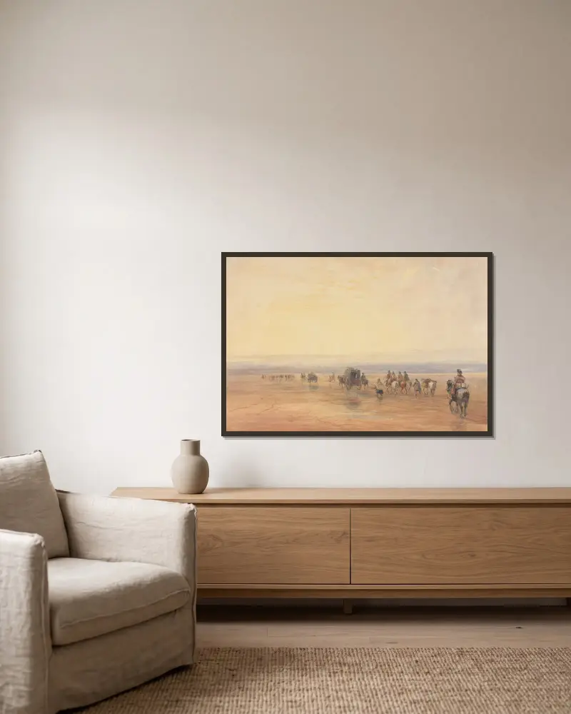 Überquerung der Lancaster Sands von David Cox gerahmt an einer Wand